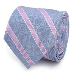 Corbata de seda a rayas azules y rosas de Marvel Comics para hombre - Imagen 1 de 5