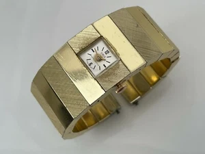 Oris Vintage Watch Rare Swiss Made Gold Tone Metal Cuff Band Hand Winding - Picture 1 of 9