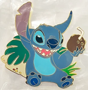 Stitch Sitting Drinking a Coconut Auctions Disney Pin B01 - Picture 1 of 1