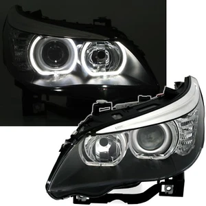 Coppia Fari Fanali Anteriori Tuning E60/E61 serie 5 2003-2007 Angel Eyes H7+H7 - Afbeelding 1 van 6