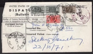 2399 FRANCOBOLLI USA ALL'ITALIA PACCHI POSTALI 1971 FRANCOBOLLI ITALIANI STAMFORD - Foto 1 di 2