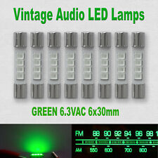 8pcs GREEN 6.3Vac LED Lamp Vintage Audio Dial Meter Light Fuse Type Bulb Light