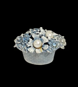 Florenz Schmuck Blumenkorb Schmuck Pillendose mit Kunstperlen & Strasssteinen - Bild 1 von 12