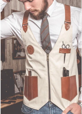 FALAH SHEARS Barber Jeans vest,Barber jacket,barber stylist vest,Professional Leather Vest,