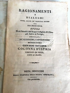 [Signature Victor de CESSOLE].RAGIONAMENTI E DIALOGHI..del SACERDOZIO NIZZA 1822 - Foto 1 di 7
