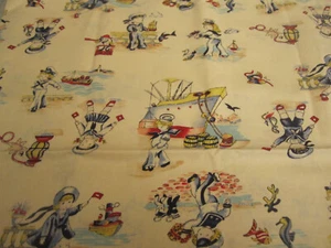 Vintage Faye Burgos Marcus Brothers Sailor Children Cotton Fabric 2yd x 44 - Picture 1 of 7