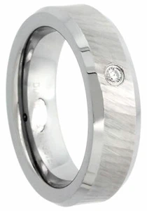 6mm Tungsten Men Women Wedding Band Ring 0.03cct Dazzling Cut Finish Comfort Fit - Picture 1 of 1