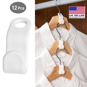 12pcs Space Saving Hanger Hook Add On Hooks Double Hang Clothes Closet Organizer - Picture 1 of 7