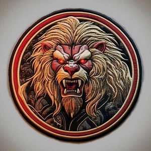 Warrior Lion Patch Iron-on Applique Wild Animal Badge Roaring, Tactical Military - Picture 1 of 16