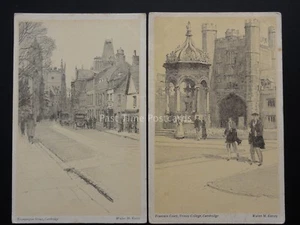Cambridge: 2 x A Sketch Book Art Postcards by Walter M. Keesey c1929 - Picture 1 of 2