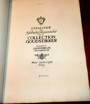 COLLECTION GOUDSTIKKER Catalog 34 SGND by Goudstikker 1928 Folio, Collotype Plts - Image 1 of 4