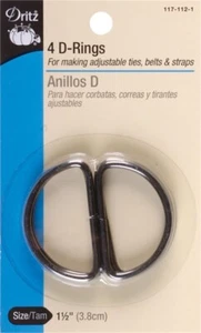 Dritz 117-112-1  Metal "D" Rings 1-1/2" 4/Pkg-Black - Picture 1 of 1