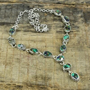 Azzurrite Malachite Elettroformati 925 Argento Sterling Collana Per Natale Gifts - Foto 1 di 4