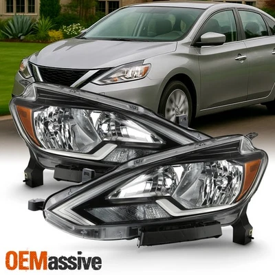 Para 2016 2017 2018 2019 Sentra [tipo halógeno] faros negros pasajero+conductor Foto 1 de 4