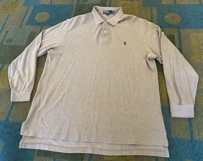 VTG Polo Ralph Lauren Cotton Knit Brown Beige Green Pony Long Sleeve Shirt 2XLT - Image 1 of 4