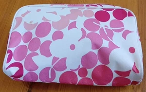 Clinique große rosa weiß Blumen gepunktet Make-up Tasche Reißverschluss Etui KOSTENLOSER US-VERSAND - Bild 1 von 6