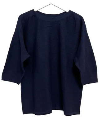 Suéter Chico's Para Mujer XL Azul Angela Pullover Manga 3/4 Tejido Top Acanalado Foto 1 de 4