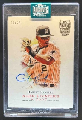 2024 Topps Archives Signatures Hanley Ramirez 2007 Allen Ginter Auto #3/34 - Image 1 of 2