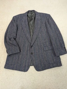 Abrigo Deportivo Para Hombres 50R Gris Lana Espiga Tweed Rayas Vintage Blazer Chaqueta EE. UU. - Imagen 1 de 12