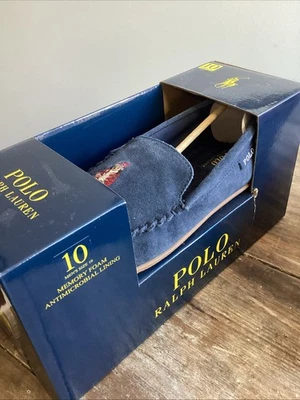 Polo Ralph Lauren Brenan Hombre Azul Gamuza Polo Oso Espuma con Memoria Zapatillas 10M Nuevo en Caja Foto 1 de 4