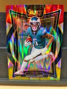 2024 Panini Select-Concourse Card # 51/Devonta Smith-Red/Green/Gold Shock Prizm - Picture 1 of 14