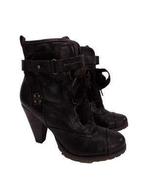 Stivali M&S collezione limitata donna UK 4,5 marroni stretti tacco vittoriano steampunk - Immagine 1 di 4