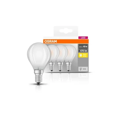 OSRAM LED Base 4 Watt E14 Warm White Mercury Free 470lm Flux Bulb - Triple Pack - Image 1 of 3