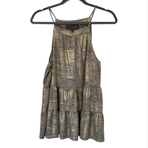 Anthropologie Sunday in Brooklyn Gold Becca Neckholder Stufen Top Large Boho Glam - Bild 1 von 4