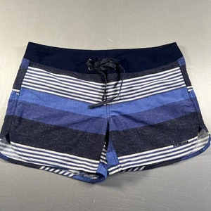 Patagonia wavefearer Board Shorts Womens 6 Blue Striped Surf Drawstring Pocket - Picture 1 of 10