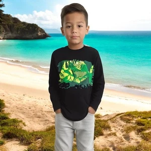 The Children's Place Boys Shirt Size 4 XS Black Fish Skeleton Long Sleeve NEW - Picture 1 of 4