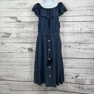 Tommy Bahama Dress Womens Size XS Blue Chambray Off The Shoulder Midi Dress - Picture 1 of 17