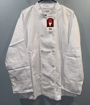 NEW Mens Chef Works Button Front Jacket Size XL White - Image 1 of 4