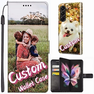 Personalised Flip Wallet Leather Case Cover Customise For Galaxy Z Fold 4 5 6 7 - Image 1 of 4