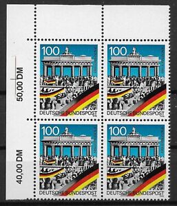 Bund 1990 ** Mi 1482 Berliner Mauer 100Pf Ecke 4er oben links Passerkreuz 04241D