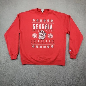 Georgia Bulldogs Sweatshirt Mens Extra Large Red Fair Isle Crew Neck Christmas - Picture 1 of 10