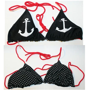 Bikini reversible negro blanco ancla top o parte inferior traje de baño separado nuevo con etiquetas - Imagen 1 de 16