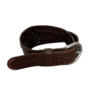 Cinturón Aeropostale 100% Cuero Genuino Bordado Recortado Cuero Marrón Pequeño Foto 1 de 4