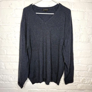 Clan Douglas Sweater Size Large 100% Cashmere Blue Gray Scottland V-Neck - Picture 1 of 3