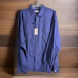 Peter Millar Camicia Uomo XXL Untuck Manica Lunga Bottoni Sport Navy - Foto 1 di 13