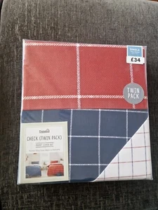 Dunelm Check Twin Pack, Single Duvet Sets new - Picture 1 of 6
