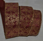 Wired Ribbon~christmas Burgundy~gold Snowflake~holiday~1.5"~wreath~bow
