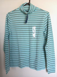 Karen Scott Turtle-Neck Top Striped Sz S NEW - Picture 1 of 3