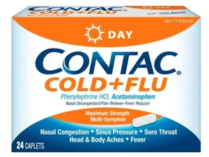 Contac Cold & Flu Medicine, Non-Drowsy Daytime Relief, 24 Caplets - Picture 1 of 6