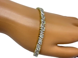 Radiance Absolute Trilliant Line Bracelet Gold vermeil over 925 Sterling Silver - Picture 1 of 23