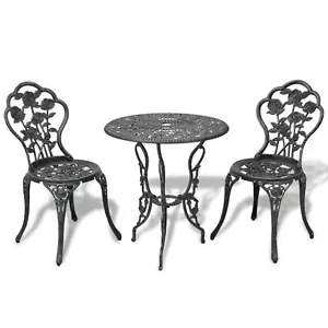 vidaXL Garden Bistro Table and Chairs Set Cast Aluminium Outdoor Furniture Park - Picture 1 of 24