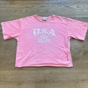90's Fashion Bug Crop Top Womens M Pink Y2K Sport Summer - Picture 1 of 7