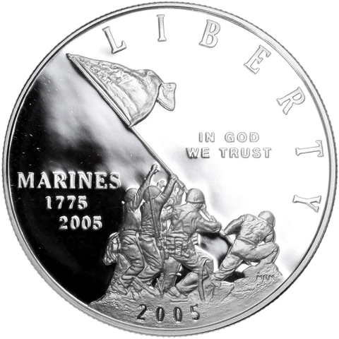 2005 P Marine Corps 230th Anniversary Proof Commem 90% Silver Dollar US Coin Cover