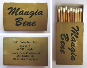FIAMMIFERI "RISTORANTE MANGIA BENE - SAN FRANCISCO" - U.S.A. - ANNI '80 - Picture 1 of 1