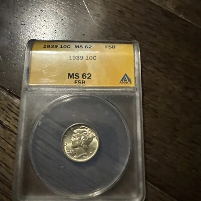 1939-D ANACS MS62  SILVER MERCURY DIME!! - Image 1 of 4
