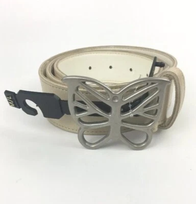 Cinturón para mujer con hebilla plateada mariposa beige moda chic caprichoso nuevo sin etiquetas Foto 1 de 4